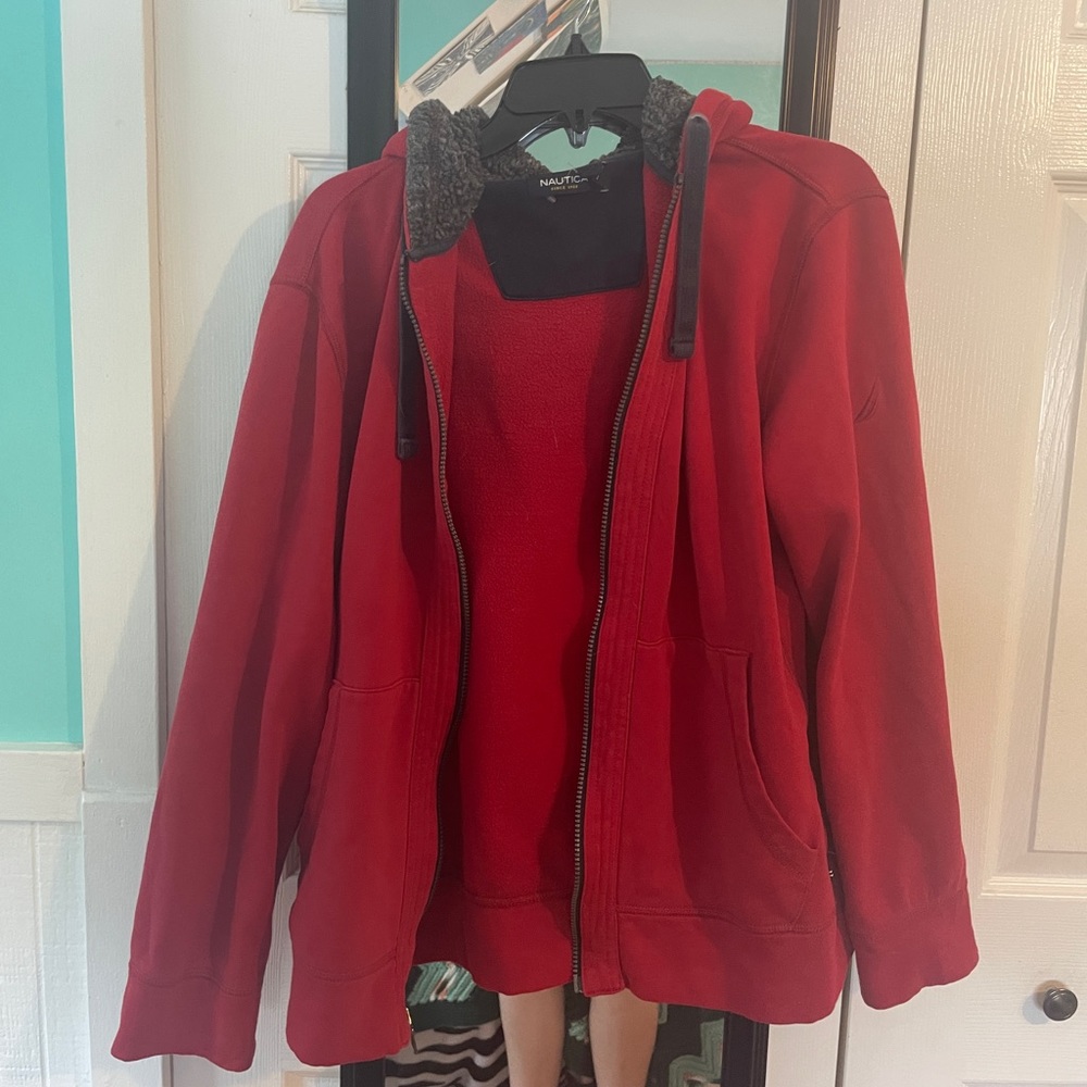 Vintage Nautica Red Zip Up Hoodie